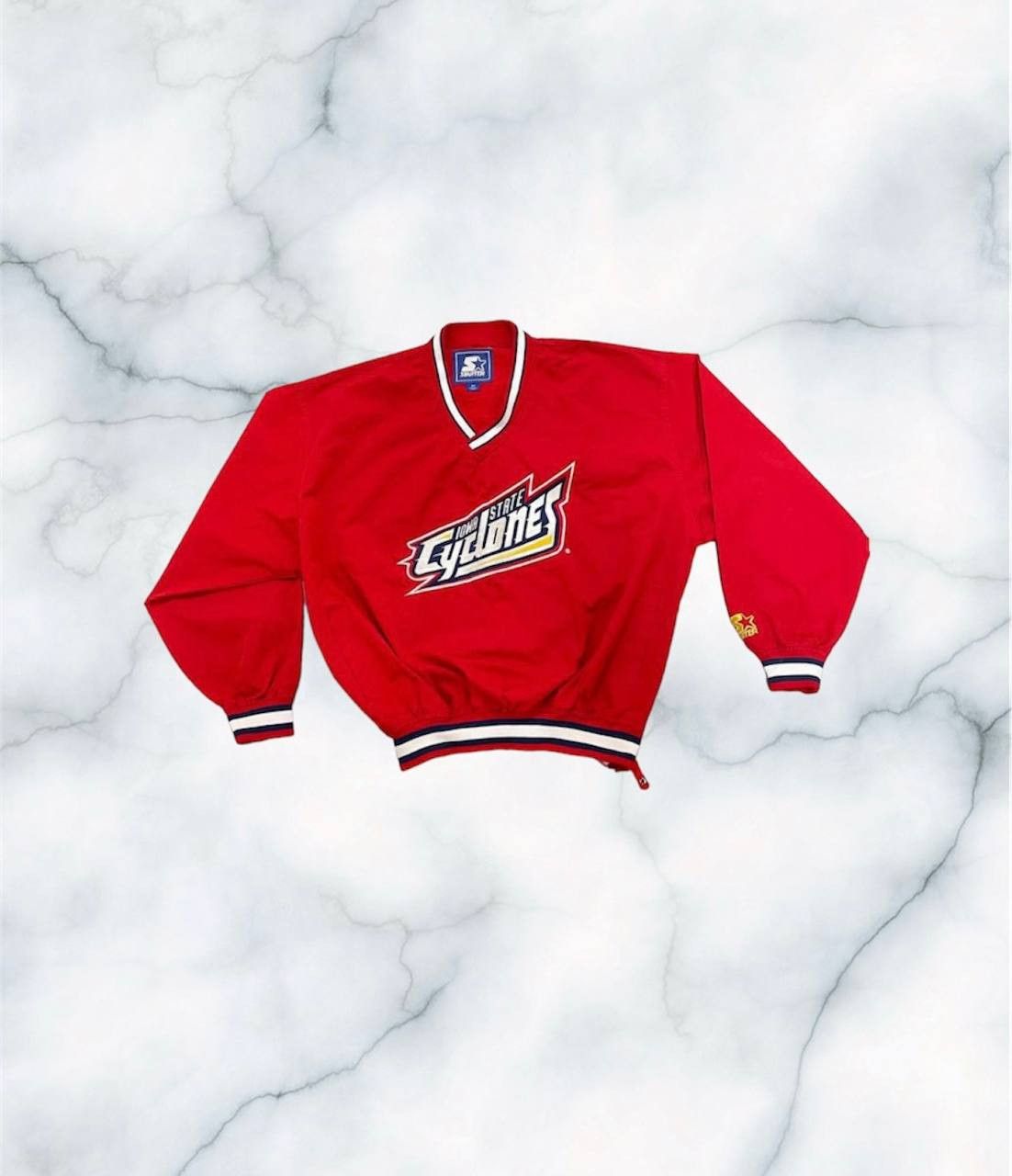 image of Archival Clothing x Starter 90's Iowa Cyclones Vintage Starter Sweatshirt Nylon V-Neck in Red (Size