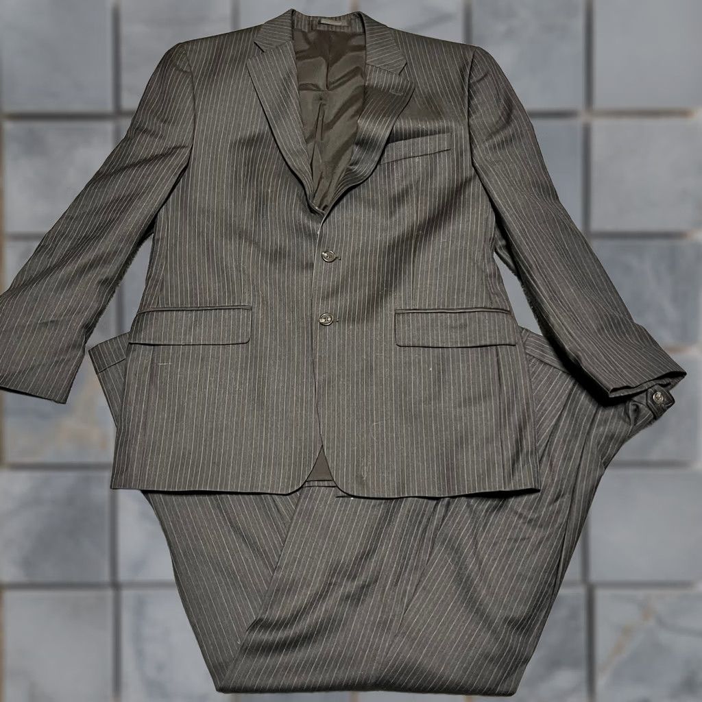 Ralph Lauren Lauren Ralph Lauren Suit Men 42R 34W Gray Blue Pinstripe Wool Blazer Jacket Pant Size 42R - 1 Thumbnail