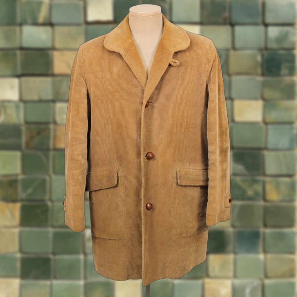 VTG Lakeland Men's 50s Corduroy Beige Coat Sz 40 1950s Coat 50s Good Vintage Condition Cardboard?