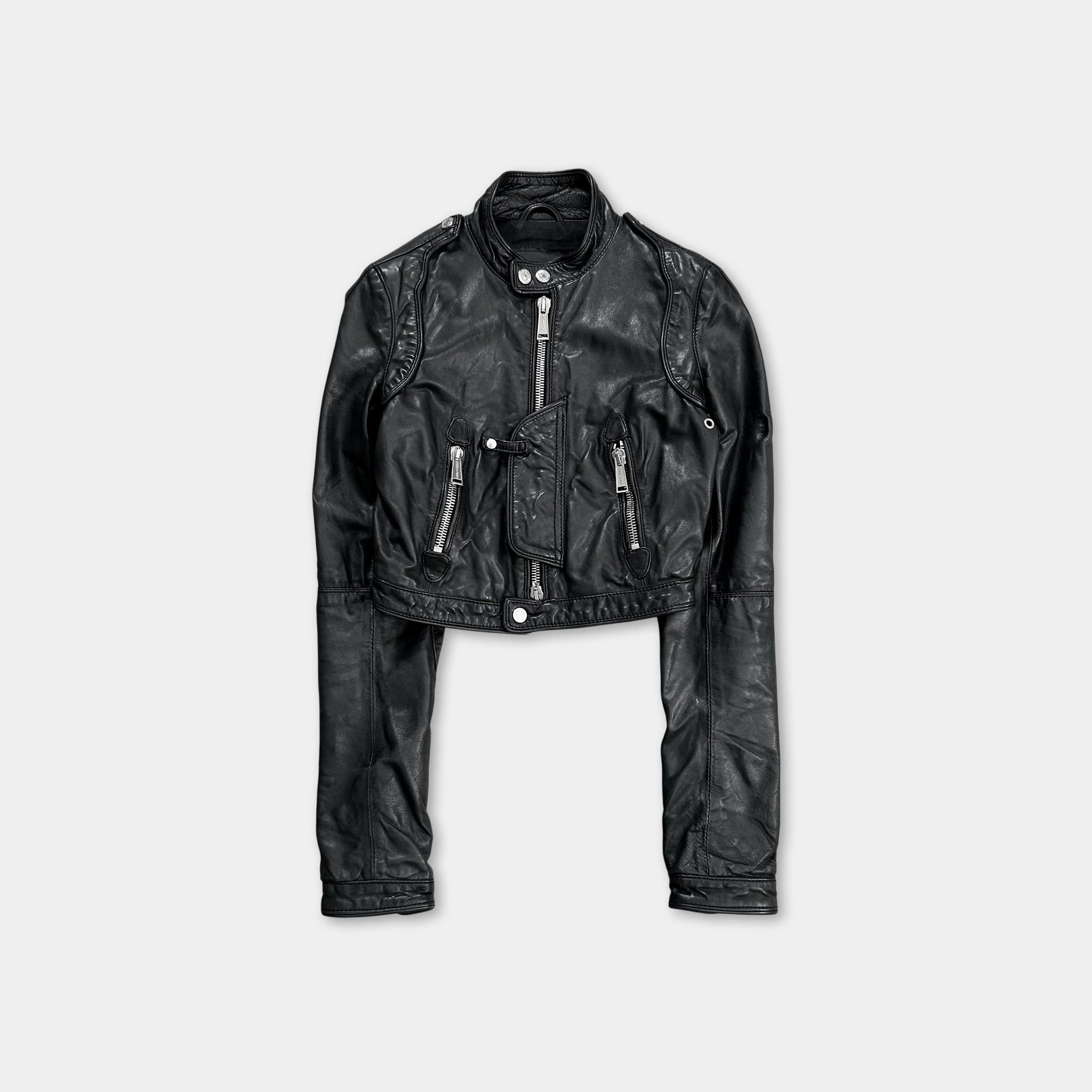 Dsquared2 Dsquared2 2000s Leather Black Biker Jacket Size US XS / EU 42 / 0 - 1 Thumbnail