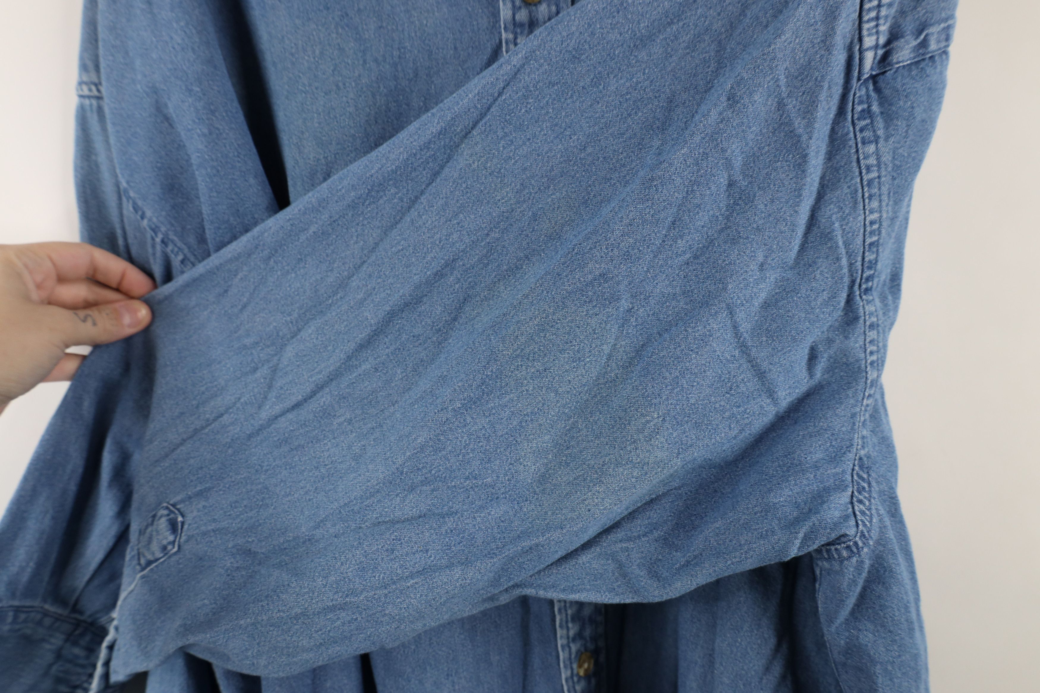 Vintage Vintage 90s Streetwear Denim Jean Collared Button Down Shirt Size US XXL / EU 58 / 5 - 8 Thumbnail