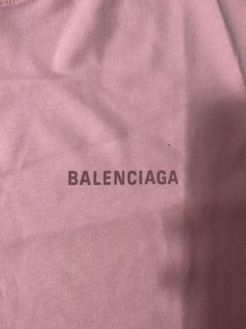 Balenciaga Balenciaga Pink classic basic T-shirt with small logo prin Size US XS / EU 42 / 0 - 2 Thumbnail