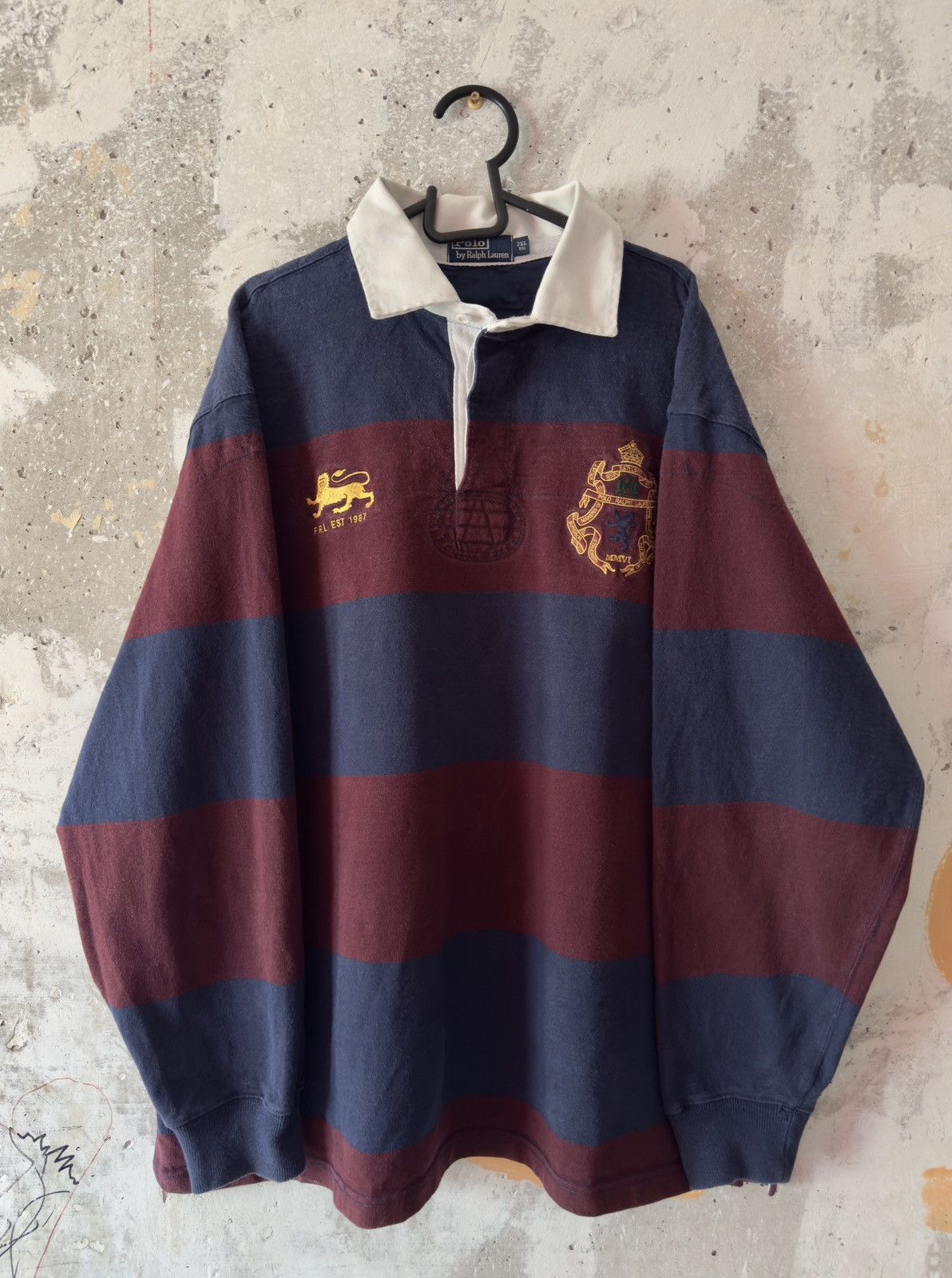 Vintage Polo Ralph Lauren Big Logo #5 Striped Rugby T-Shirt