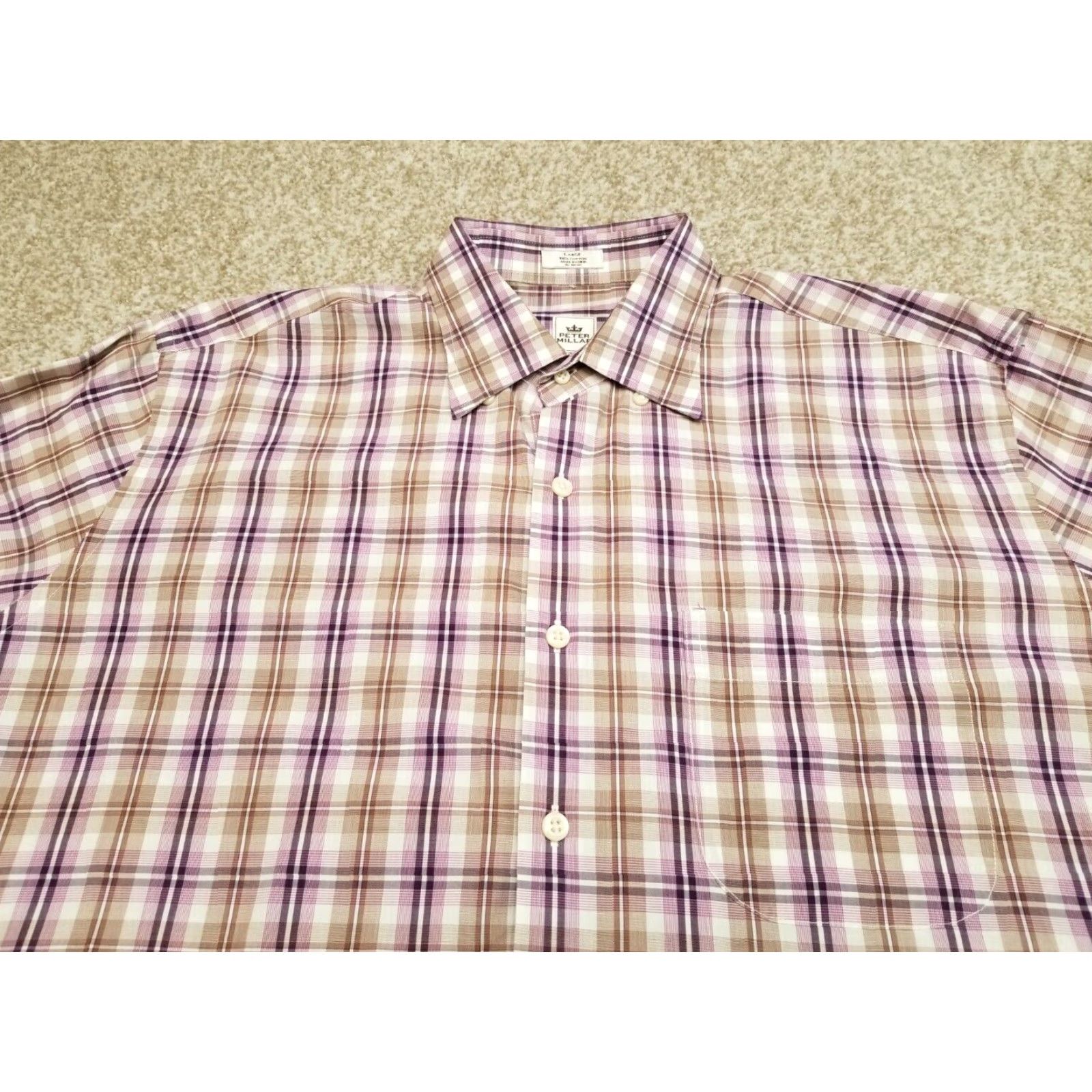 Peter Millar Peter Millar Shirt Men Large Purple Brown Plaid Button Down Casual Dress Cotton Size US L / EU 52-54 / 3 - 2 Thumbnail