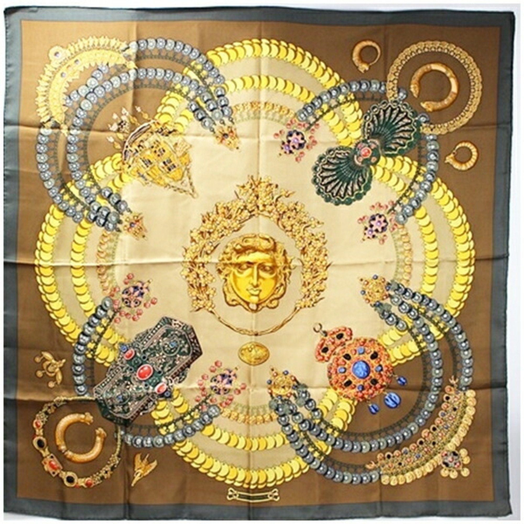 image of Hermes Carre 90 Scarf Muffler "kosmima" Space Beige Women's in White