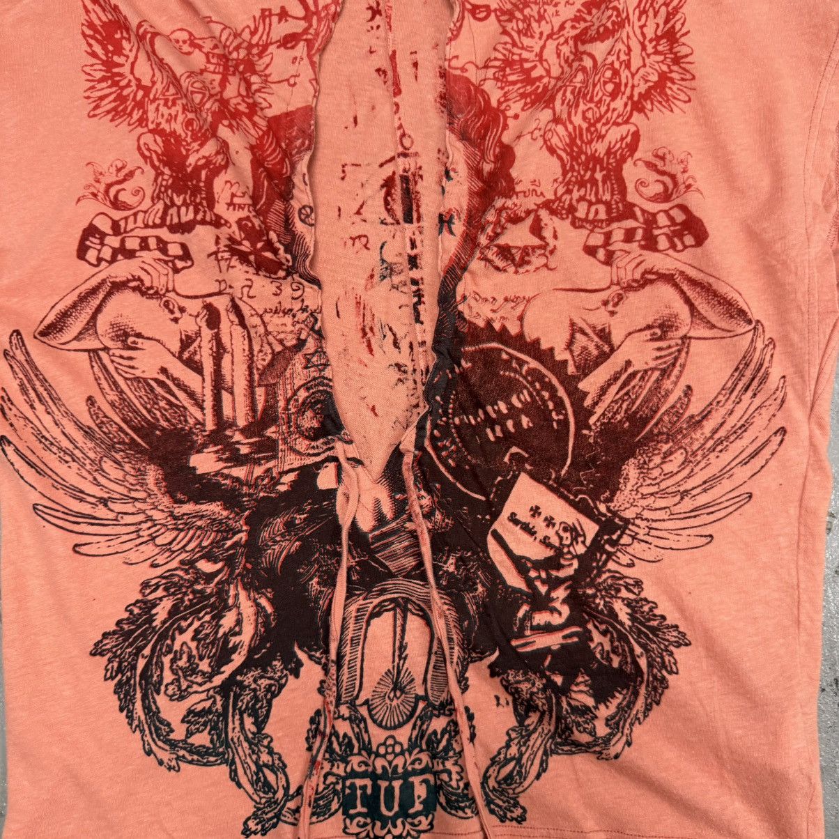 GOA Tough Jeansmith Lace Front Cinched Goth Punk Riot Tee LGB Size M / US 6-8 / IT 42-44 - 5 Thumbnail