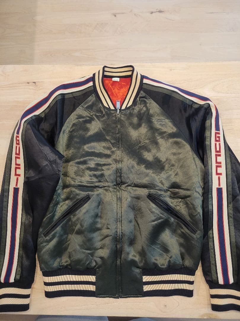 Gucci Gucci Reversible Olive Satin Bomber Jacket Size US L / EU 52-54 / 3 - 1 Thumbnail