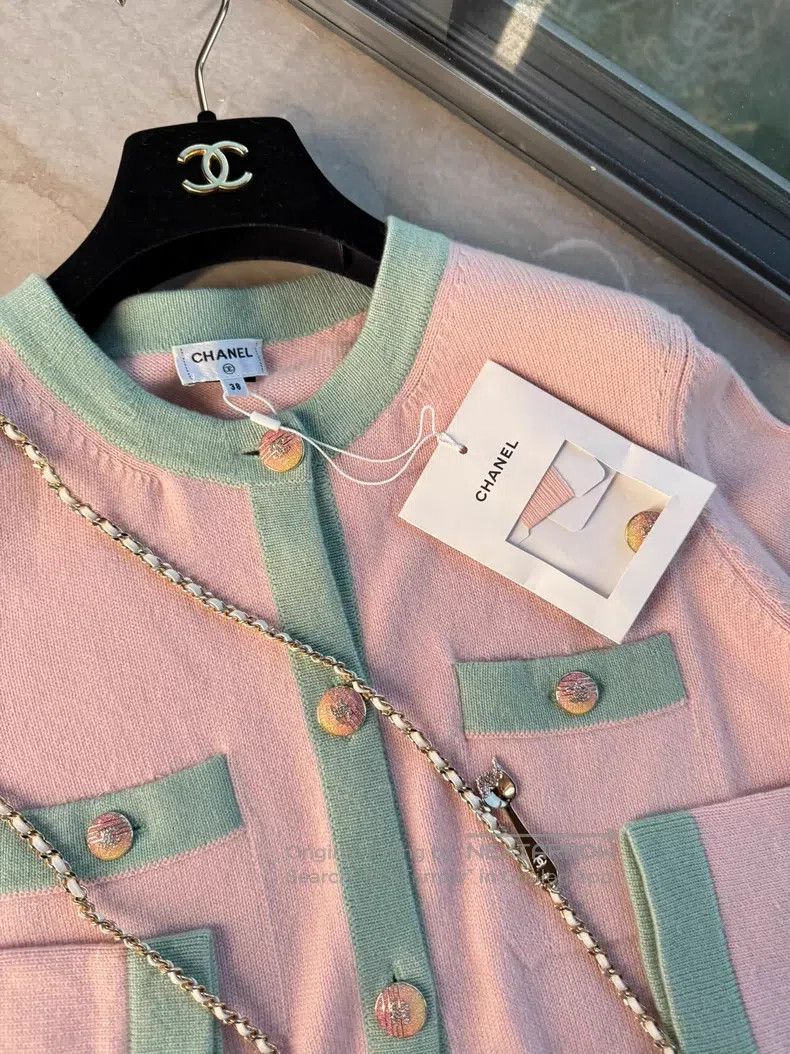 Chanel Chanel 24c pink green 100% cashmere cardigan coat Size XS / US 0-2 / IT 36-38 - 3 Thumbnail
