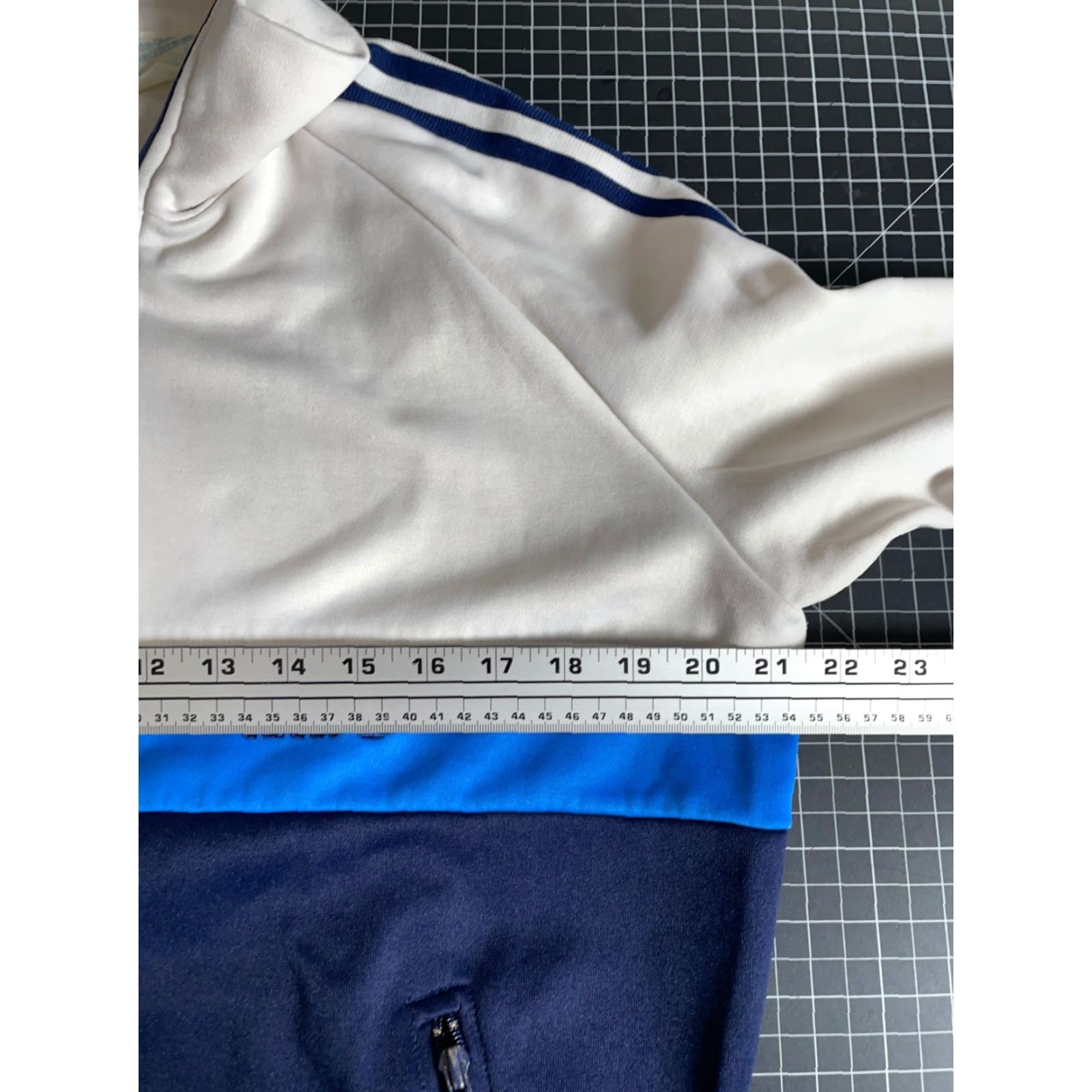 Adidas VINTAGE adidas Track Jacket Mens M White Blue Striped 80s 90s Hip Hop Retro Full Zip Pockets Unlined Zip Stand-Up Collar Regular Fit Casual Size US M / EU 48-50 / 2 - 7 Thumbnail