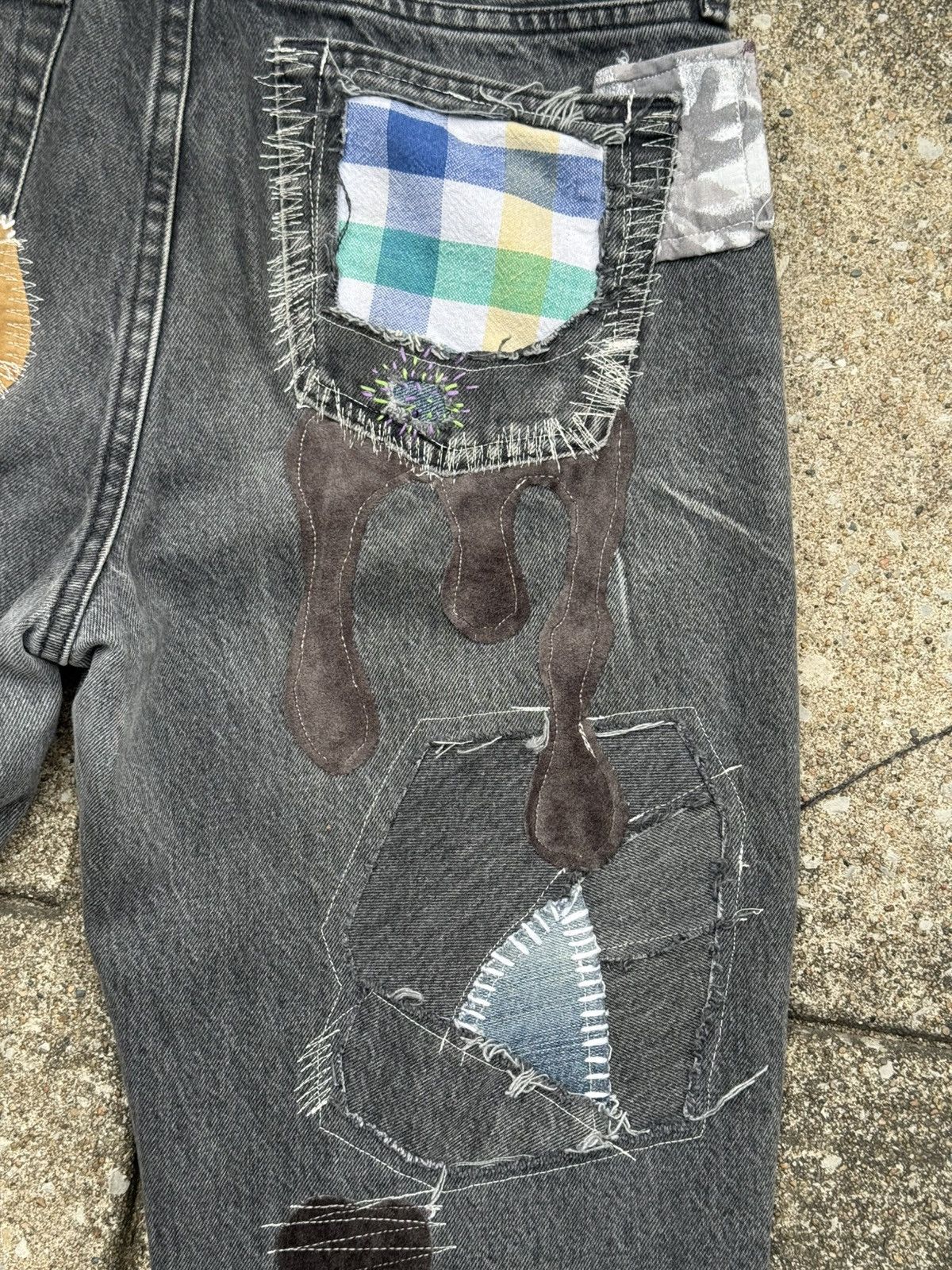 Abercrombie & Fitch Custom Rework A&F Loose Fit Jeans - Patchwork and Sashiko Size US 30 / EU 46 - 13 Thumbnail