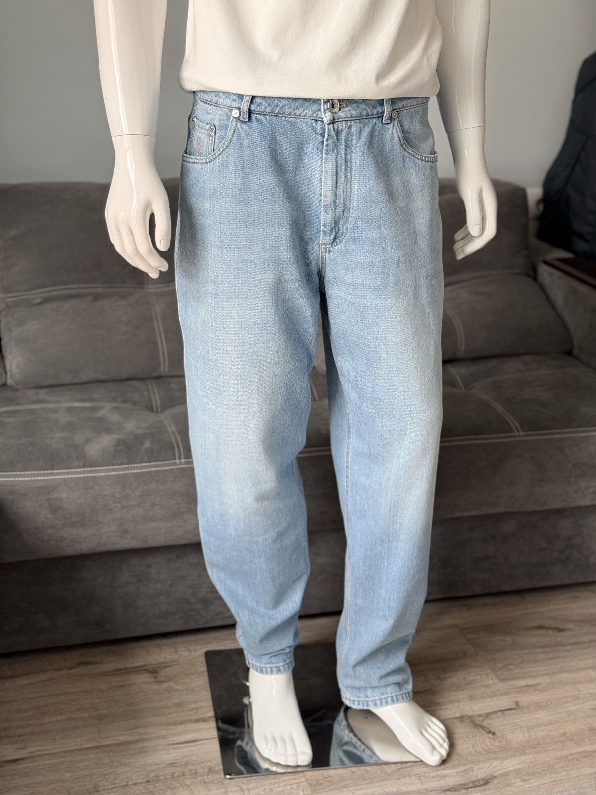 Brunello Cucinelli Brunello Cucinelli Light Wash Easy Fit Jeans Blue Cotton Size US 34 / EU 50 - 2 Thumbnail