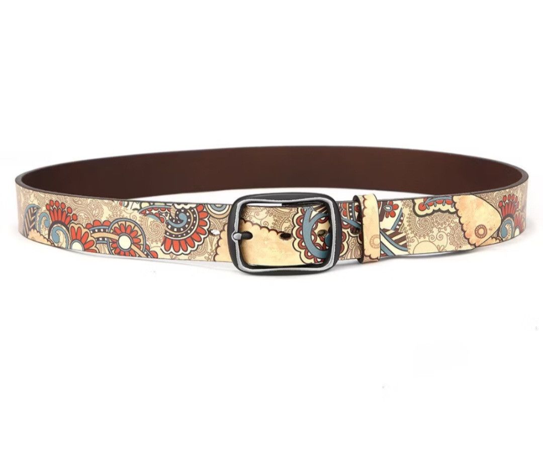 PPFM 💥Cowhide pure leather print graffiti belt Size ONE SIZE - 1 Thumbnail