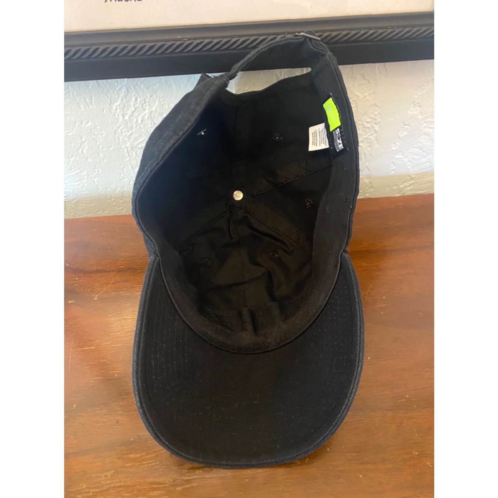Nike Nike Strapback Hat One Size Fits Most Color Black White Big Logo Spellout Snapback Mens Size ONE SIZE - 4 Thumbnail