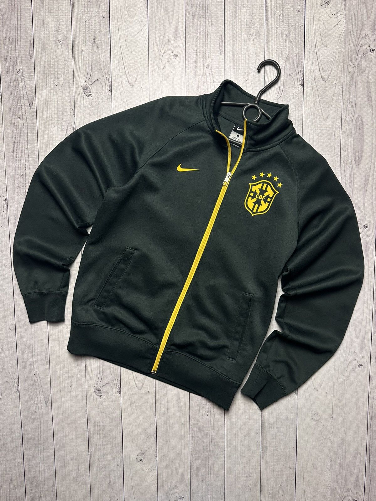 Nike × Vintage Vintage Nike Brazil soccer track jacket size S rare green Size US S / EU 44-46 / 1 - 1 Thumbnail
