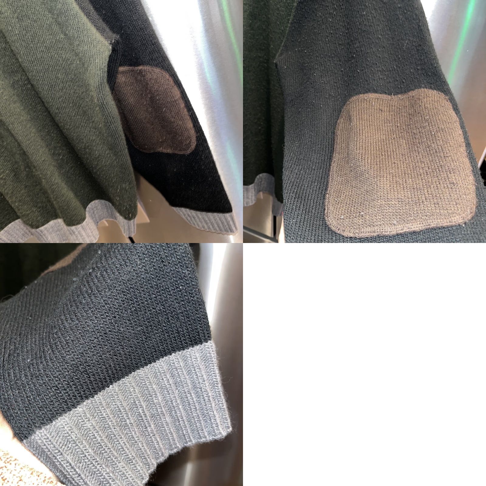Vintage VINTAGE Centro Maglia Italian Zip Sweater Jacket WOOL BLACK GRAY Tan elbow Pads Mens XL Size US XL / EU 56 / 4 - 9 Thumbnail