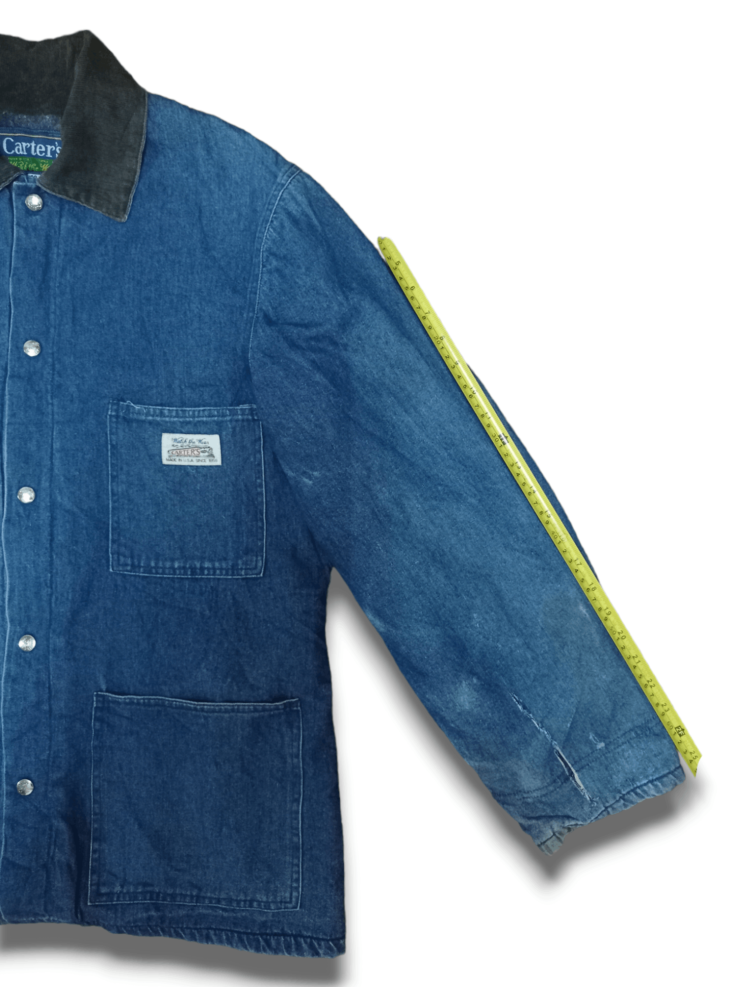 Designer Vintage 80s Carter's Blue Jeans Distressed Denim Jacket Size US L / EU 52-54 / 3 - 13 Thumbnail