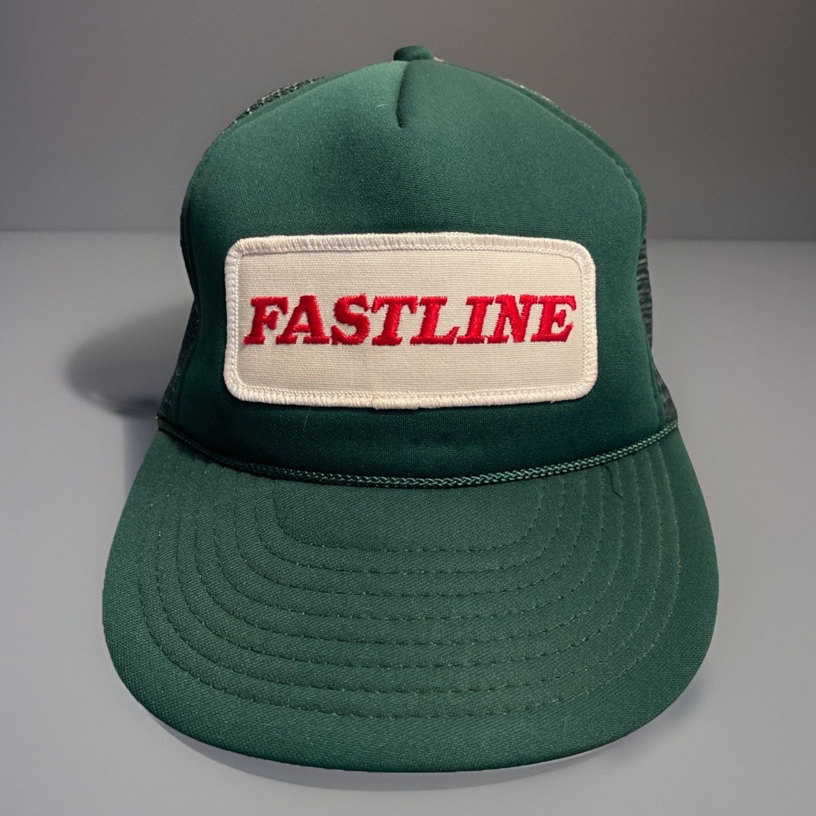 Vintage Vintage FASTLINE Farmers Cap Truckers Adjustable Green Hat Size ONE SIZE - 1 Thumbnail