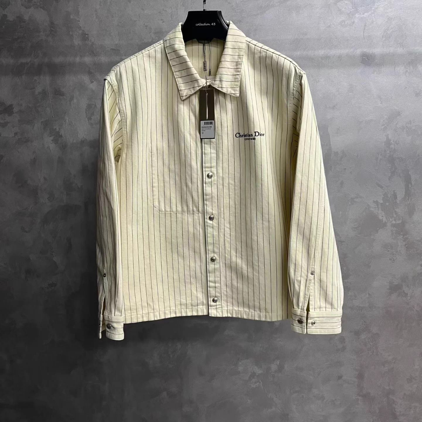 Dior Dior Ivory Thin Stripe Logo Embroidery Long-Sleeve Shirt Size US M / EU 48-50 / 2 - 1 Thumbnail