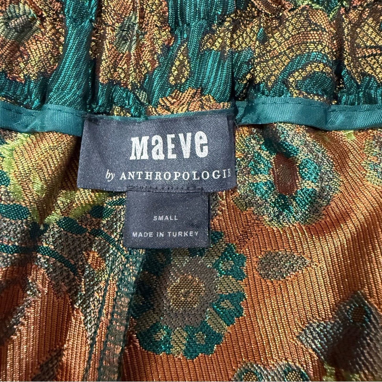 Anthropologie Maeve Anthropologie Floral Metallic Trouser Pant Women Small Size 28" / US 6 / IT 42 - 8 Thumbnail