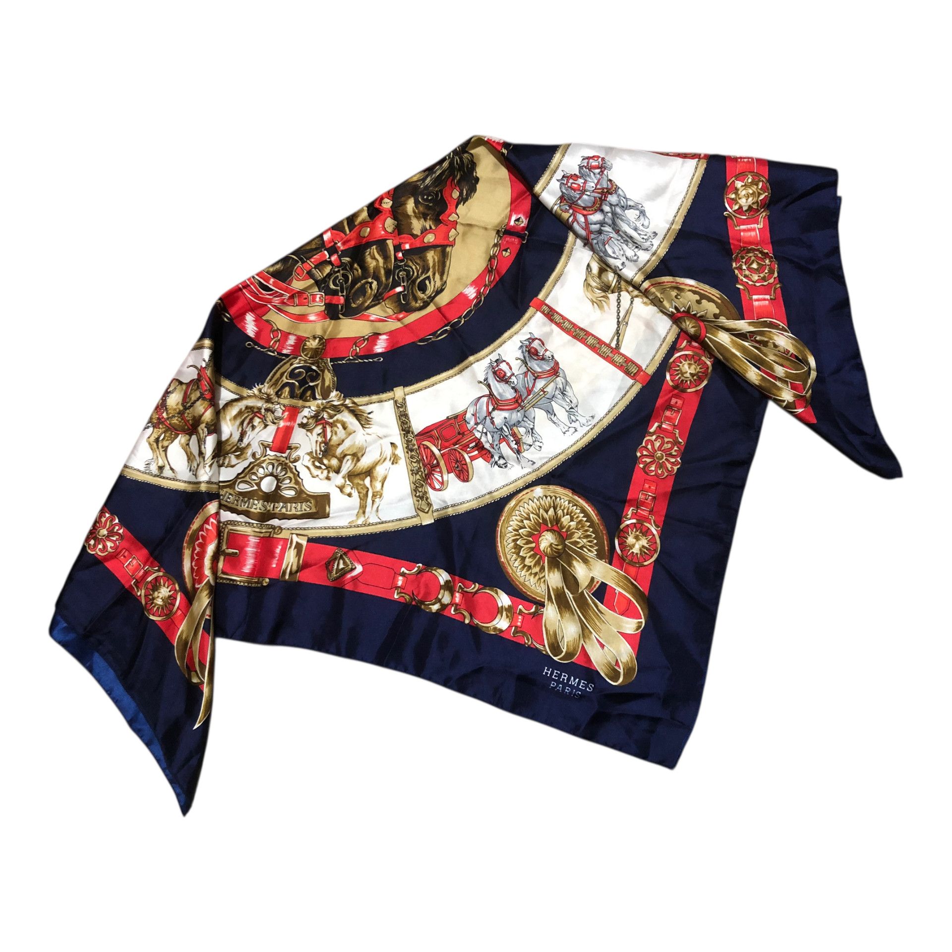 Vintage Vintage HERMÈS "Chevaux De Trait" Silk Scarf Size ONE SIZE - 3 Thumbnail