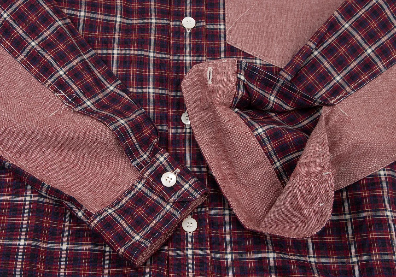 Junya Watanabe Check Pattern Panel Mixed Material Shirt in Red, Size XS Size US XS / EU 42 / 0 - 7 Thumbnail