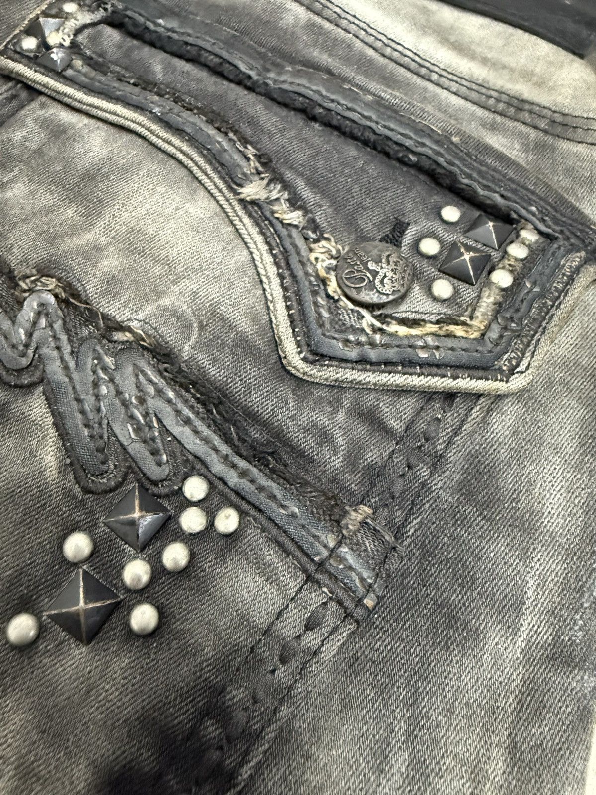 Hysteric Glamour Pasta Denim Studded Shadow Wash Claw Mark Jeans Size US 30 / EU 46 - 21 Thumbnail