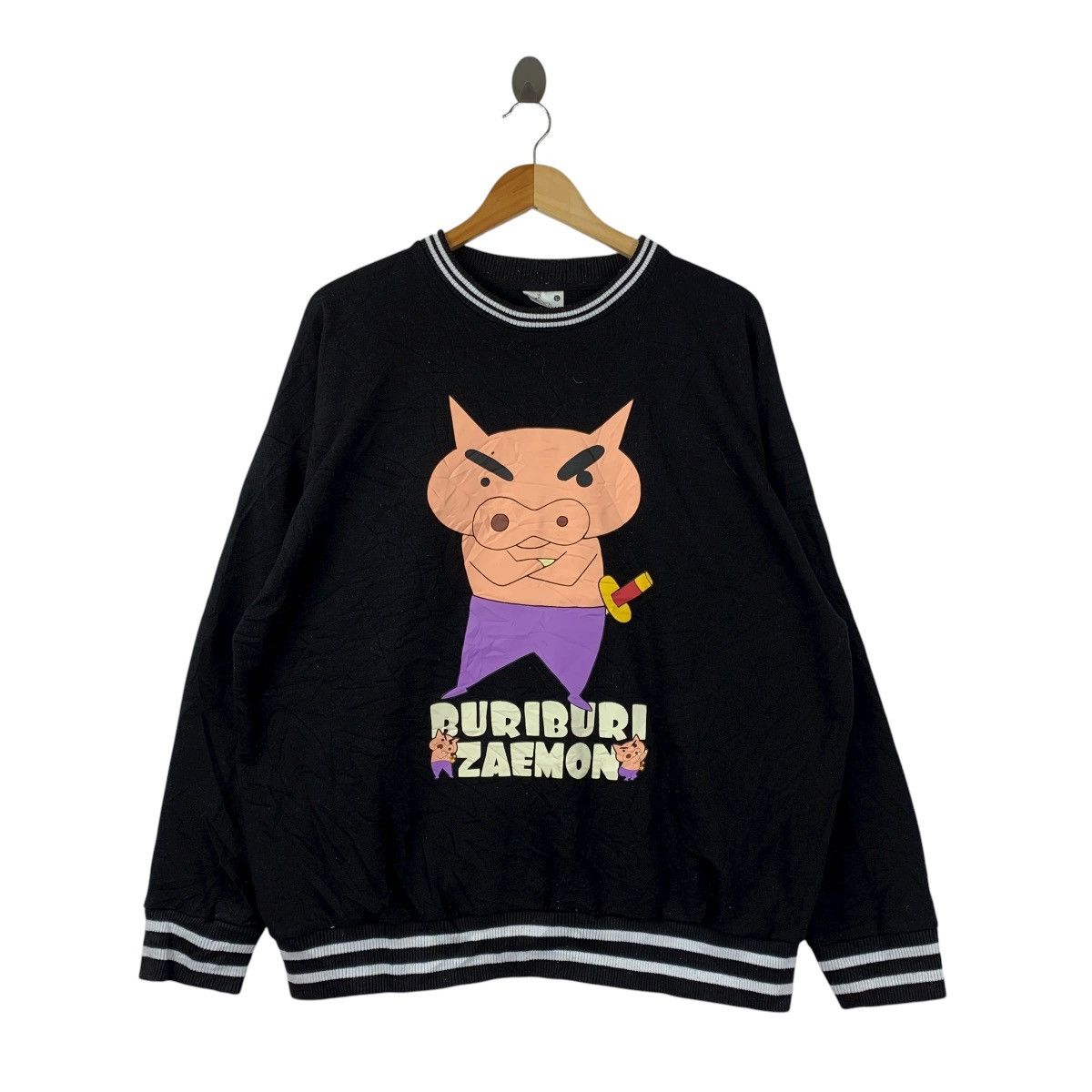 Vintage Vintage Crayon Shin-chan Buriburi Zaemon Sweatshirt Black Size US L / EU 52-54 / 3 - 1 Thumbnail