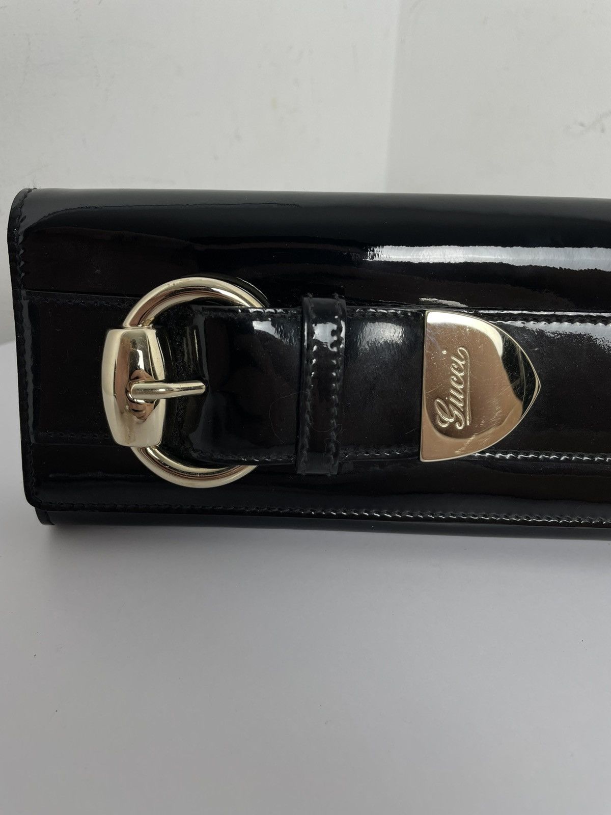 Gucci Gucci Black Patent Leather Buckle Clutch Size ONE SIZE - 3 Thumbnail