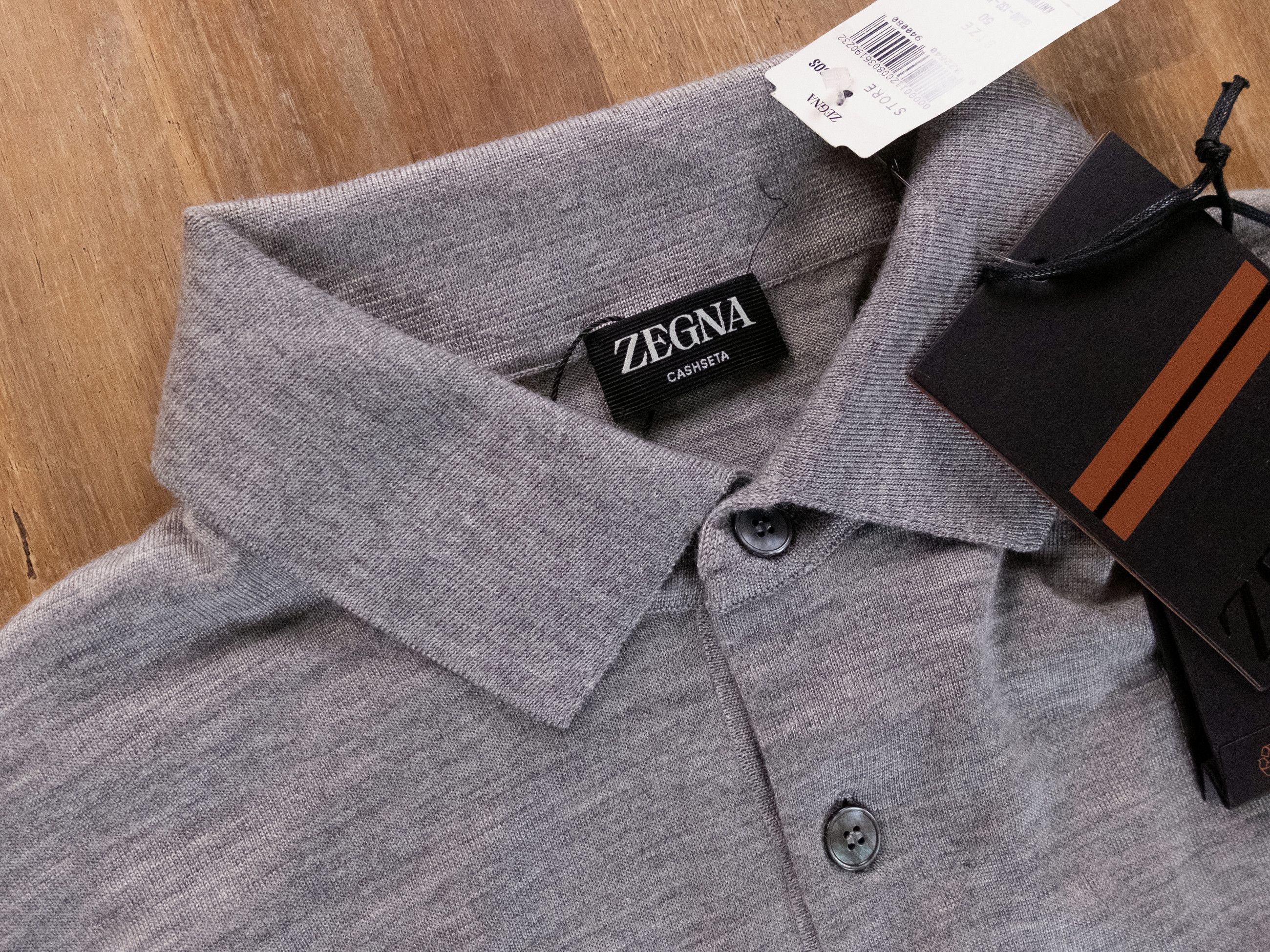 Ermenegildo Zegna ZEGNA gray Cashseta cashmere silk polo sweater Medium Size US M / EU 48-50 / 2 - 5 Thumbnail