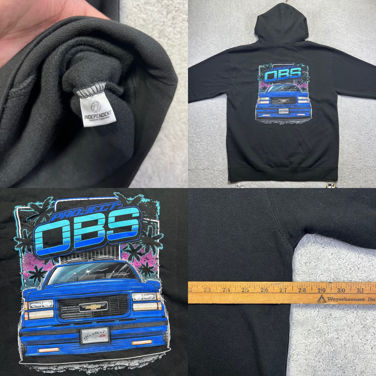 Vintage VINTAGE PROJECT Torque Garage Hoodie Mens 3X Black Graphic Print Hooded Pockets 3XL Men Chevrolet OBS Truck Neon Logo Graphic Sweatshirt Size US XXL / EU 58 / 5 - 8 Thumbnail