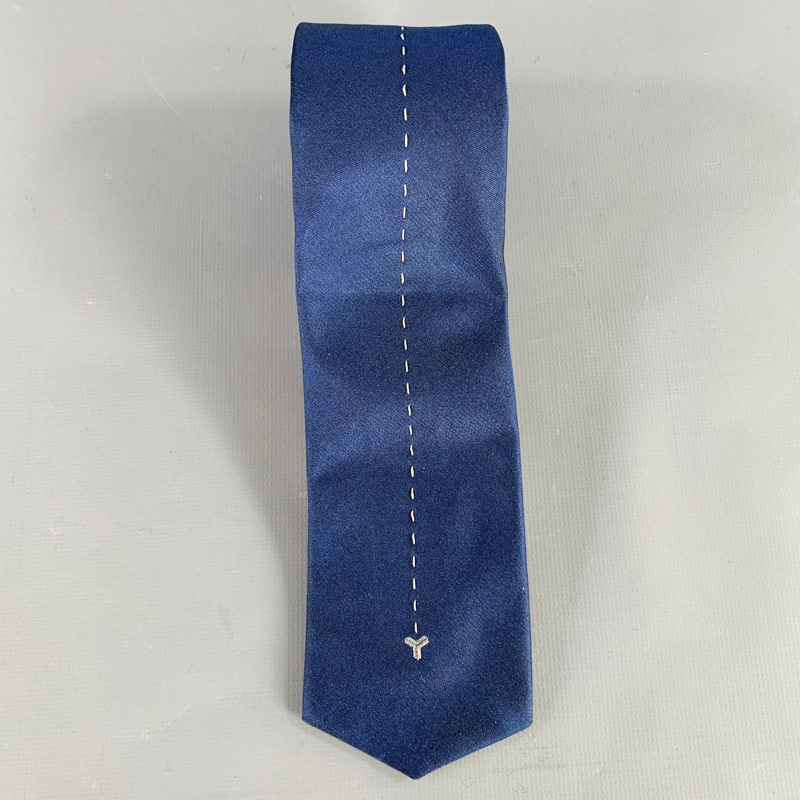 Goyard GOYARD Navy Grey Embroidered Silk Tie Size ONE SIZE - 2 Thumbnail