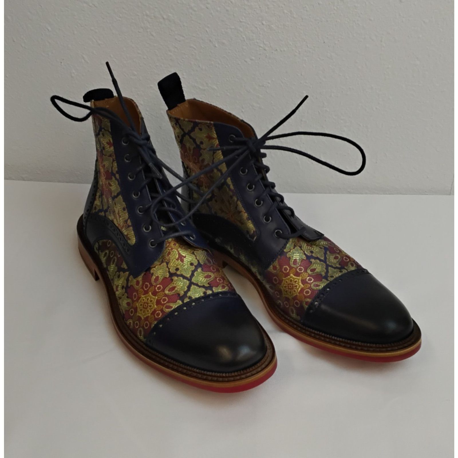 TAFT Taft Jacquard Kashmir Boots Men's EU 41 US 8.5 Blue Leather Size US 8.5 / EU 41-42 - 2 Thumbnail