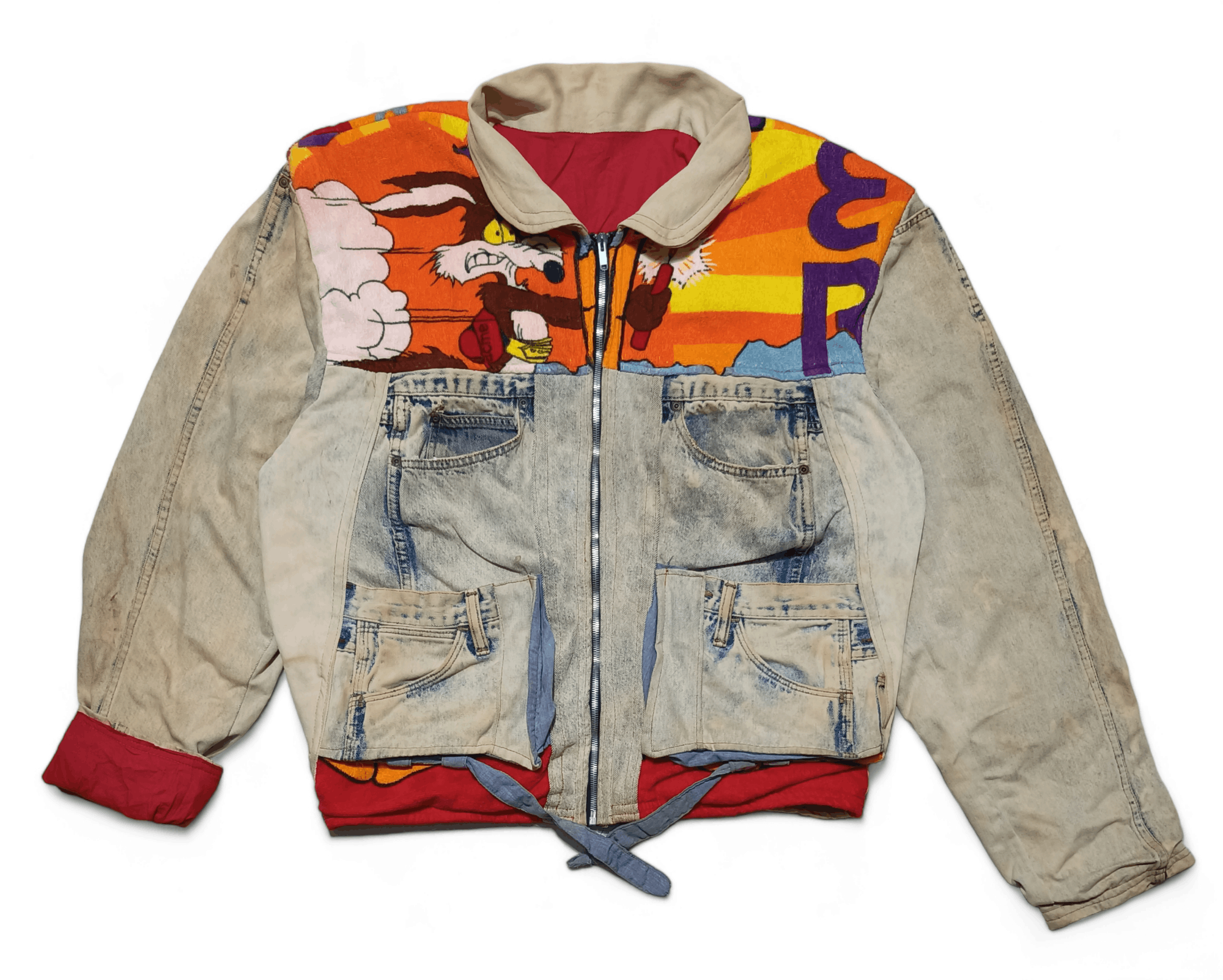 Too Cute Guetta Bros. Vintage Road Runner Wile TOO CUTE Guetta Bros Denim Jacket Size US XL / EU 56 / 4 - 3 Thumbnail