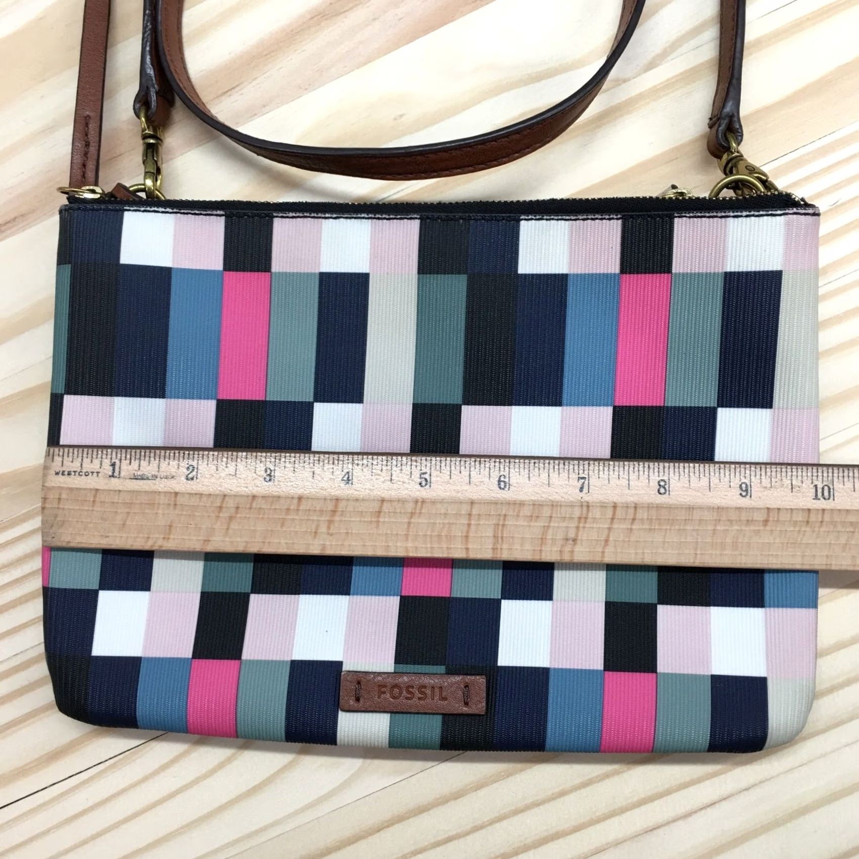Fossil Fossil Devon Crossbody Bag Multicolor Colorblock Dual Zip Compartment Small Women's Crossbody Bag Size ONE SIZE - 3 Thumbnail
