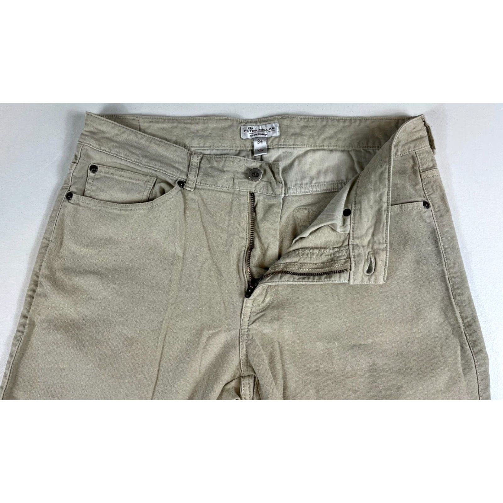 Peter Millar Peter Millar Crown Vintage Pants Men’s 34x29 Beige Canvas Chino Flat Front Regular Stretch Pockets Vintage 90s Theme Mens Size US 34 / EU 50 - 5 Thumbnail