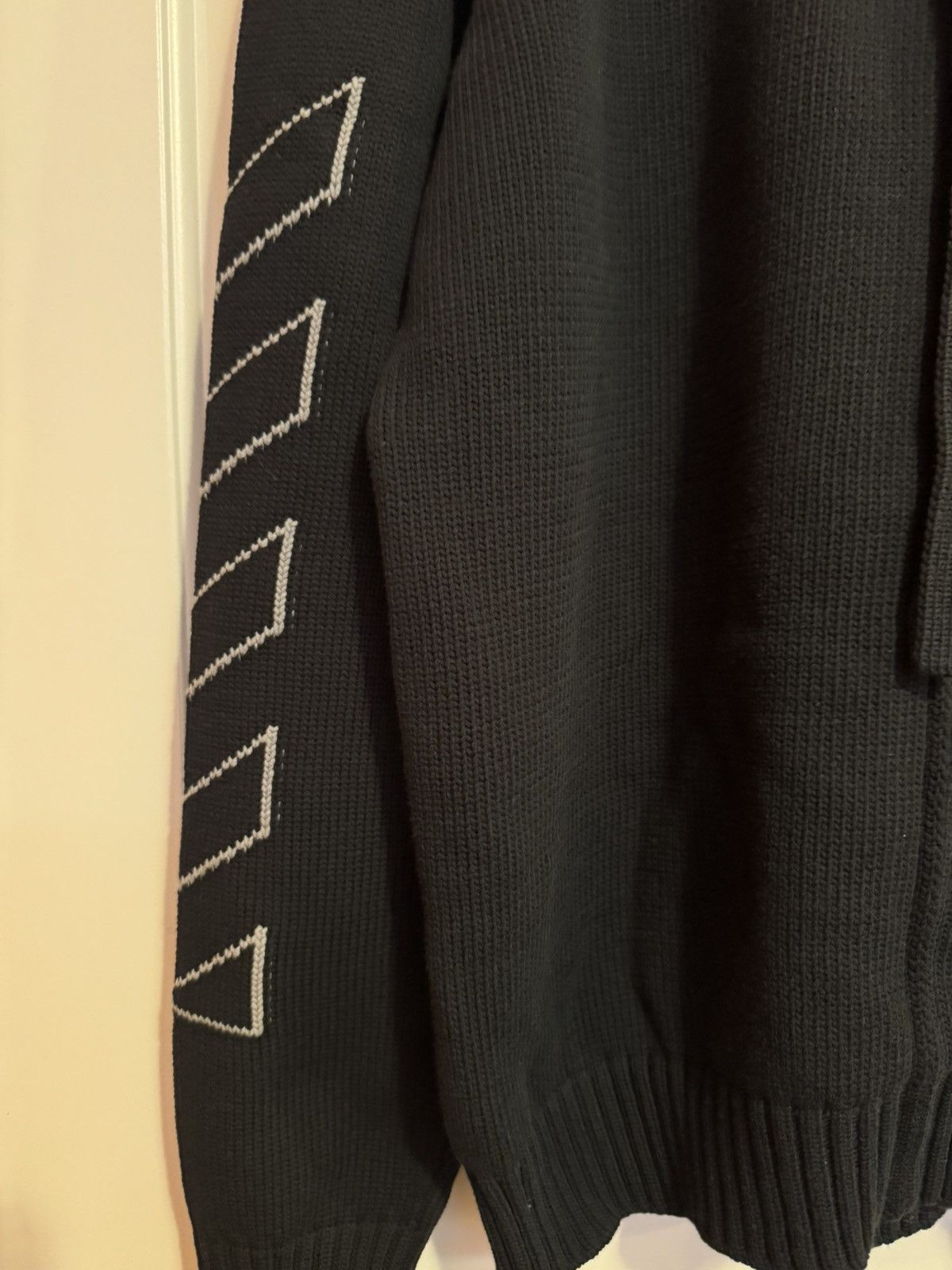 Off-White OFF-WHITE Men’s Diagonal Knit Zip Black Hoodie BMWT Size XL Size US XL / EU 56 / 4 - 5 Thumbnail