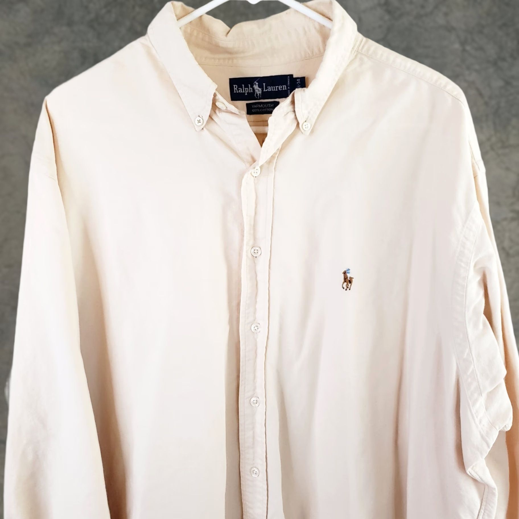 Polo Ralph Lauren Ralph Lauren Shirt Mens 17.5x34 Button-Down Long Sleeve Yellow Cotton Blend Lightweight Embroidered Logo Classic Preppy Size US XXL / EU 58 / 5 - 1 Thumbnail