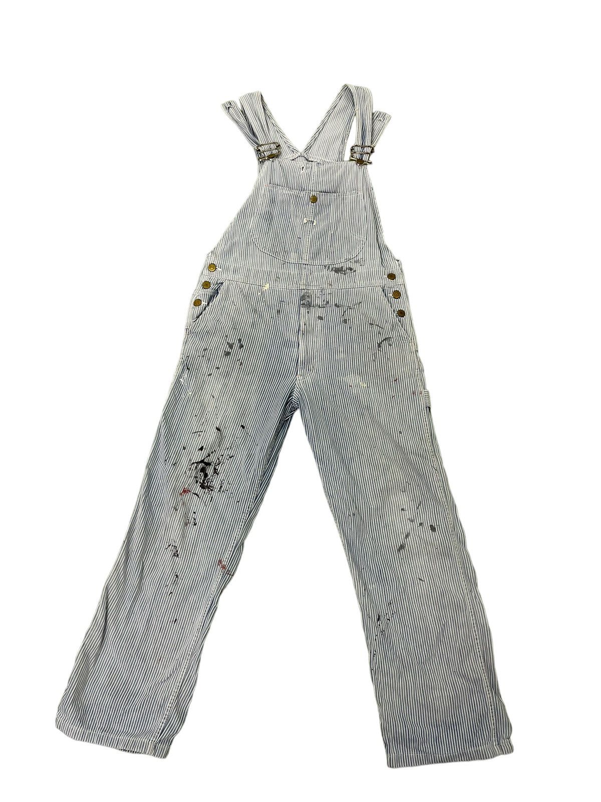 Edwin Hickory Overalls Vtg 90s Edwin Japan Paint Splashed 7🟦3 Size US 35 - 1 Thumbnail