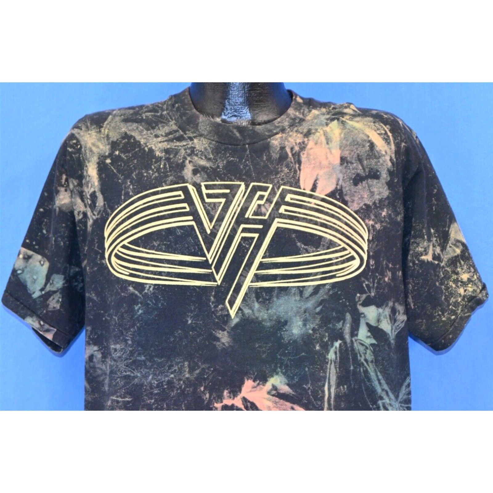 image of Lee Vintage 90's Van Halen Balance Concert Tour Acid Wash Tie Dye Rock T-Shirt L in White (Size Lar