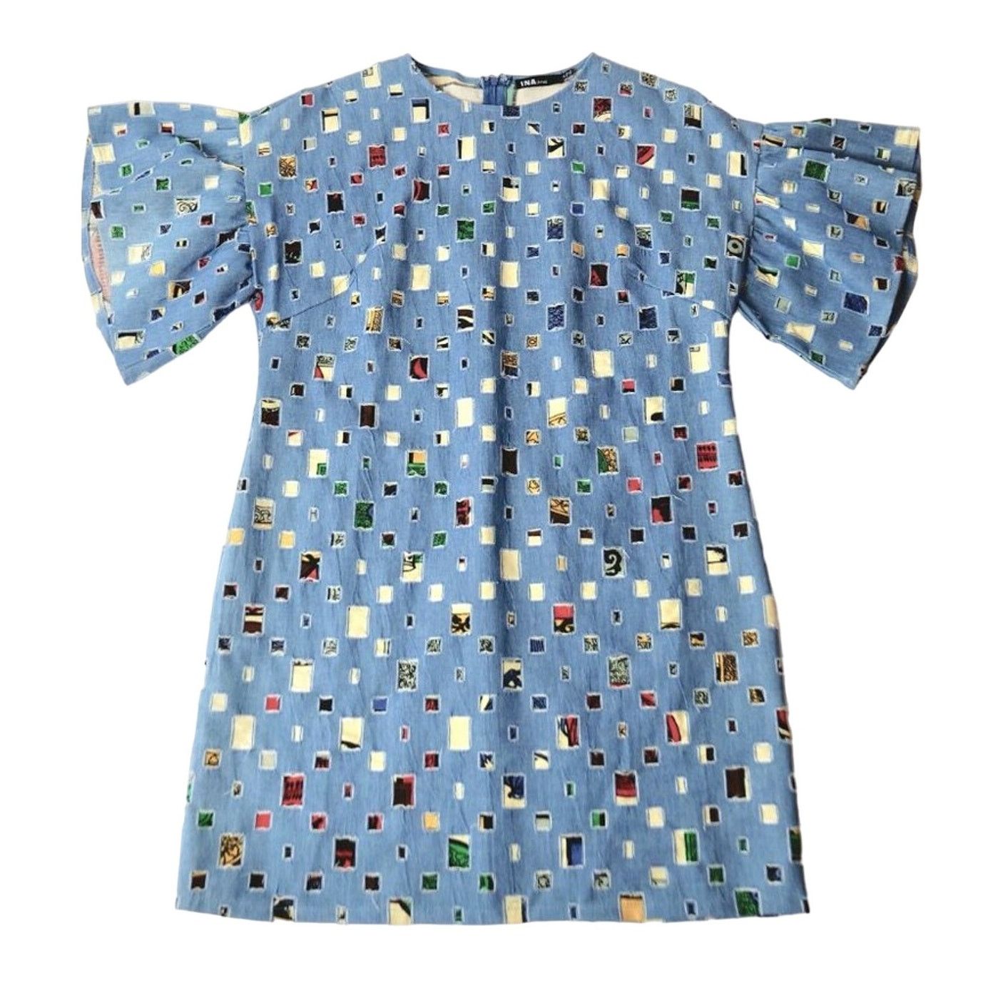 Other I:na Denim Flutter Sleeve Denim Dress COLORFUL Patchwork Size M / US 6-8 / IT 42-44 - 1 Thumbnail