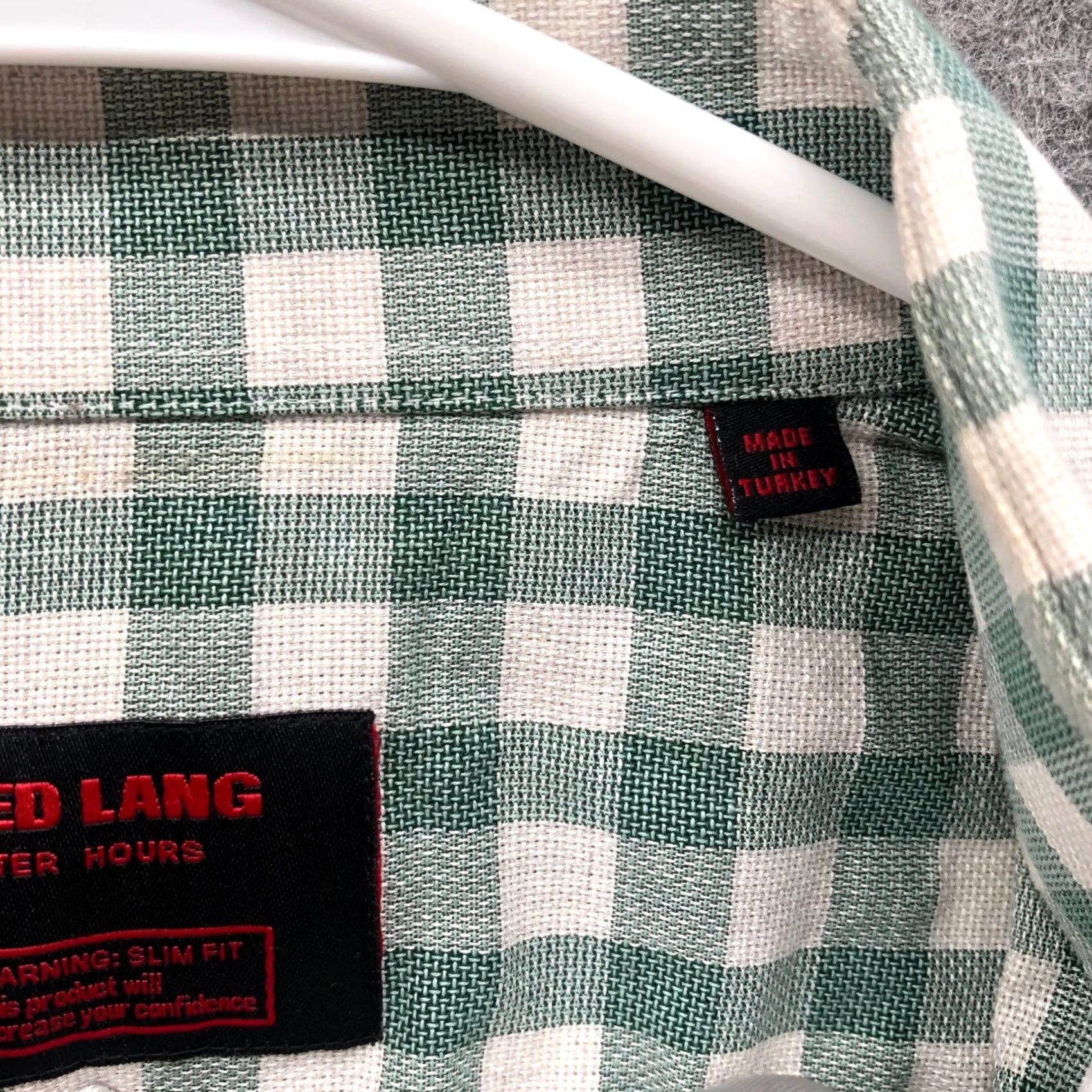 Jared Lang Jared Lang Slub Cotton Shirt Mens XL Green White Check Long Sleeve Breathable Size US XL / EU 56 / 4 - 7 Thumbnail