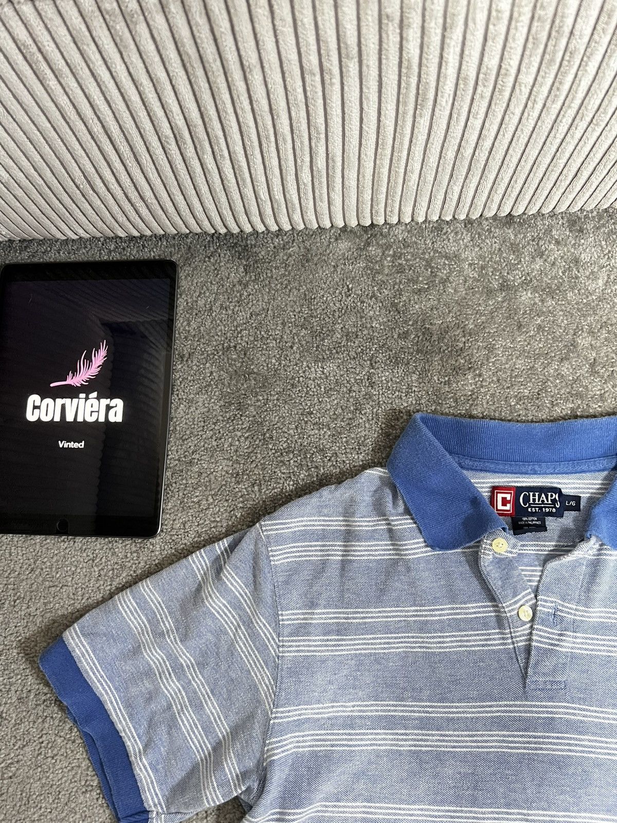 Chaps Ralph Lauren × Designer × Vintage Chaps Vintage Polo Shirt Baby Blue Size US L / EU 52-54 / 3 - 2 Thumbnail