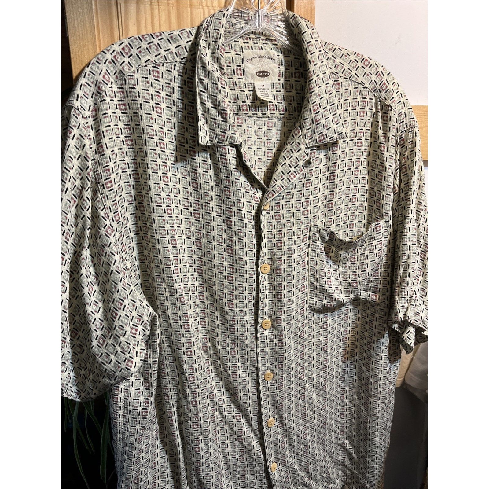 Other Original Island Sport VTG Hawaiian Shirt Mens M Beige Tribal Size US M / EU 48-50 / 2 - 6 Thumbnail