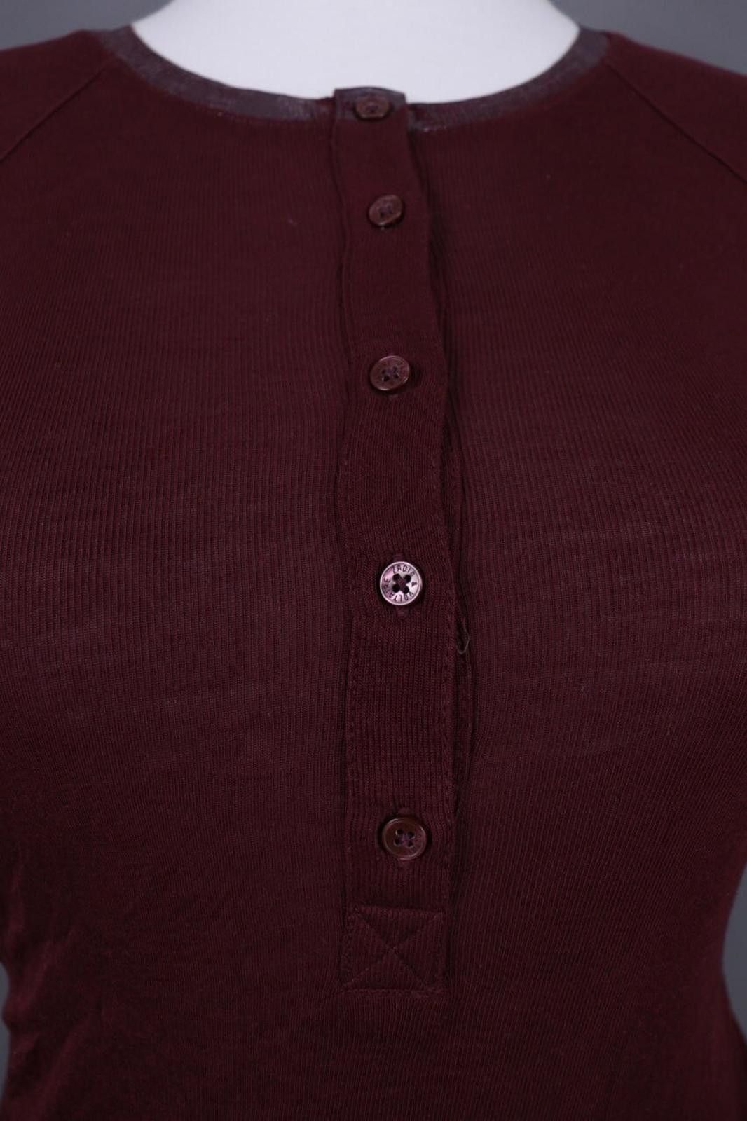 Zadig & Voltaire Zadig & Voltaire Chlo Poil Burgundy Knit Henley Shirt Size S Size S / US 4 / IT 40 - 8 Thumbnail