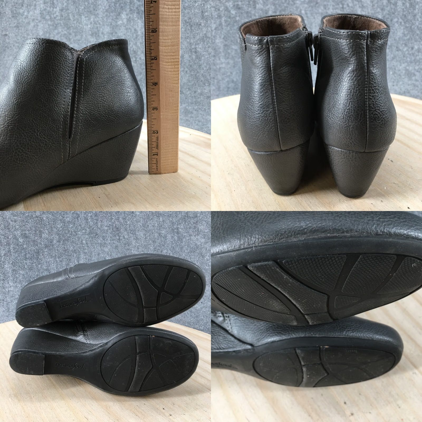 Vintage Natural Souls Womens 8 Wide Evans Ankle Booties Wedge Gray Faux Leather Boots Size US 8 / IT 38 - 8 Thumbnail