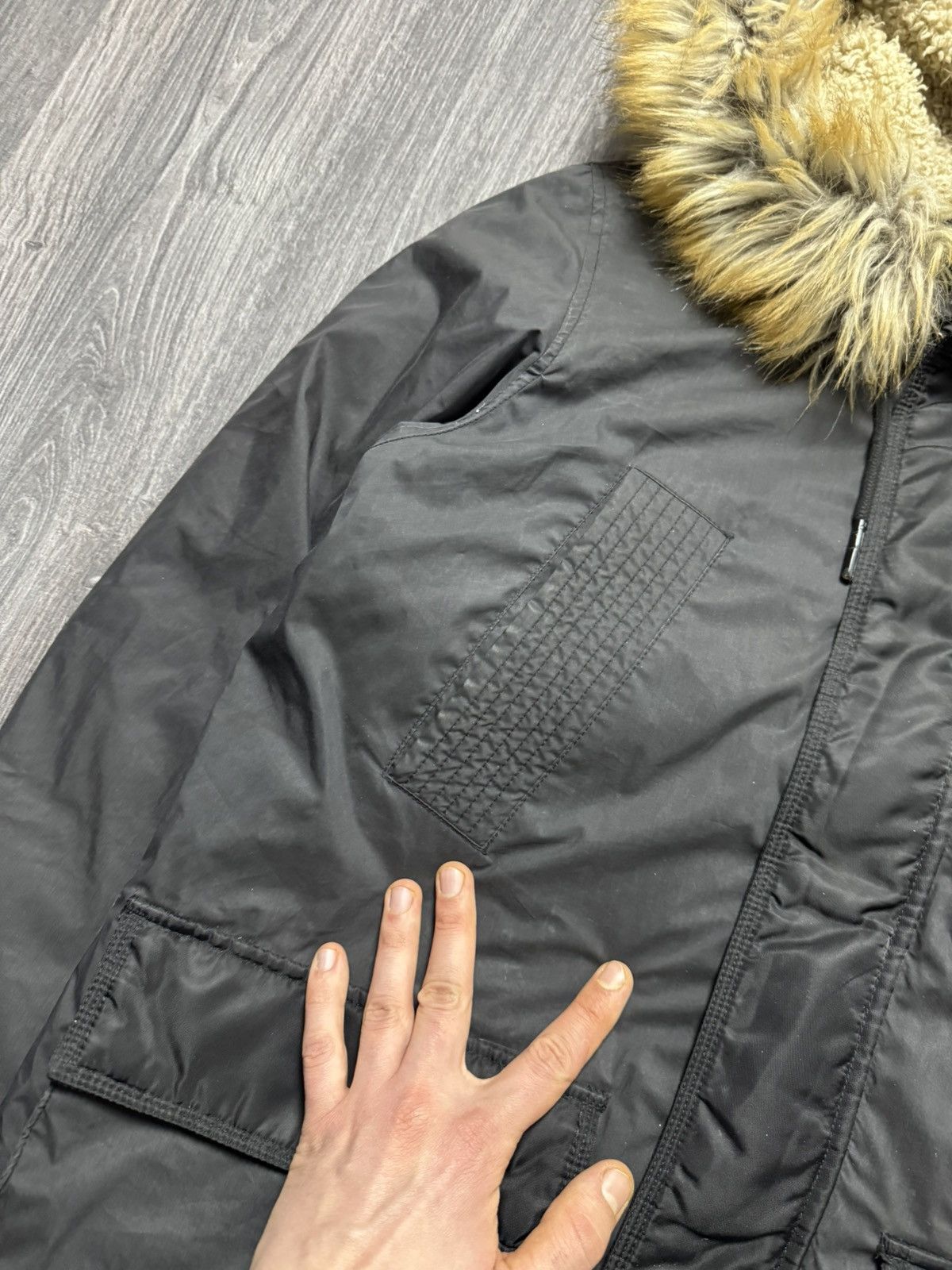 Diesel × Vintage Diesel Zip Fur Hoodie Parka Ifsixwasnine Lgb Style Size US L / EU 52-54 / 3 - 6 Thumbnail