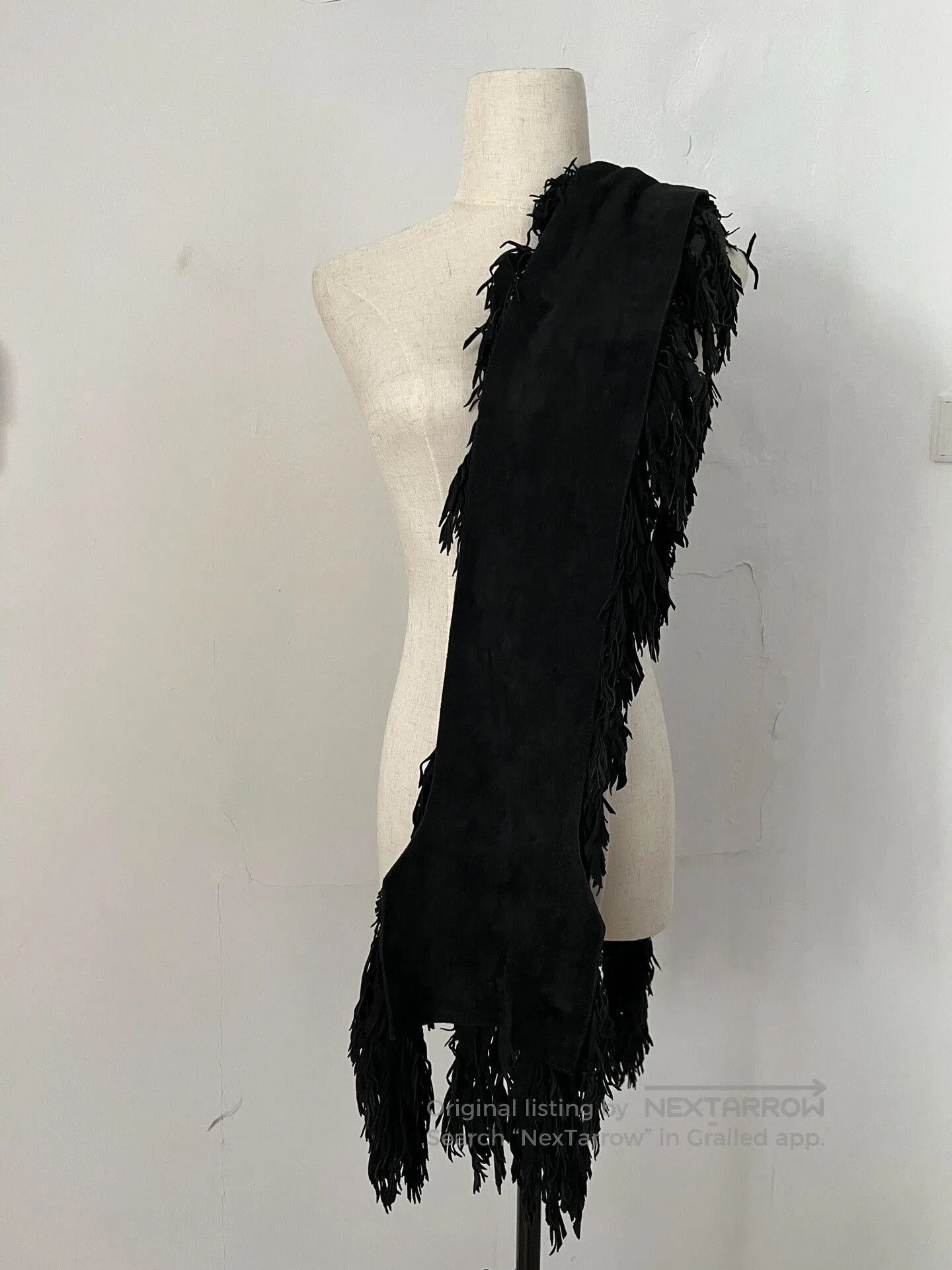 Share Spirit Homme Black Tassel Beaded Scarf. Size ONE SIZE - 5 Thumbnail