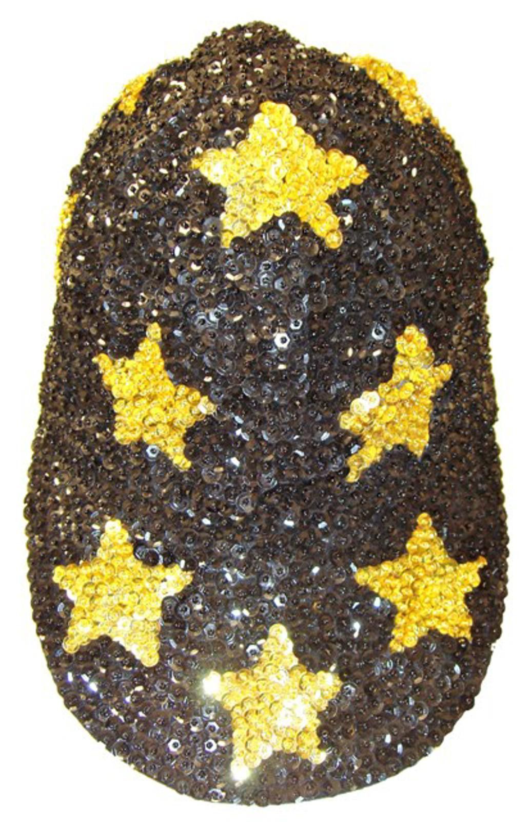 Designer Sequin Baseball Cap BLACK with GOLD STARS Size ONE SIZE - 1 Preview
