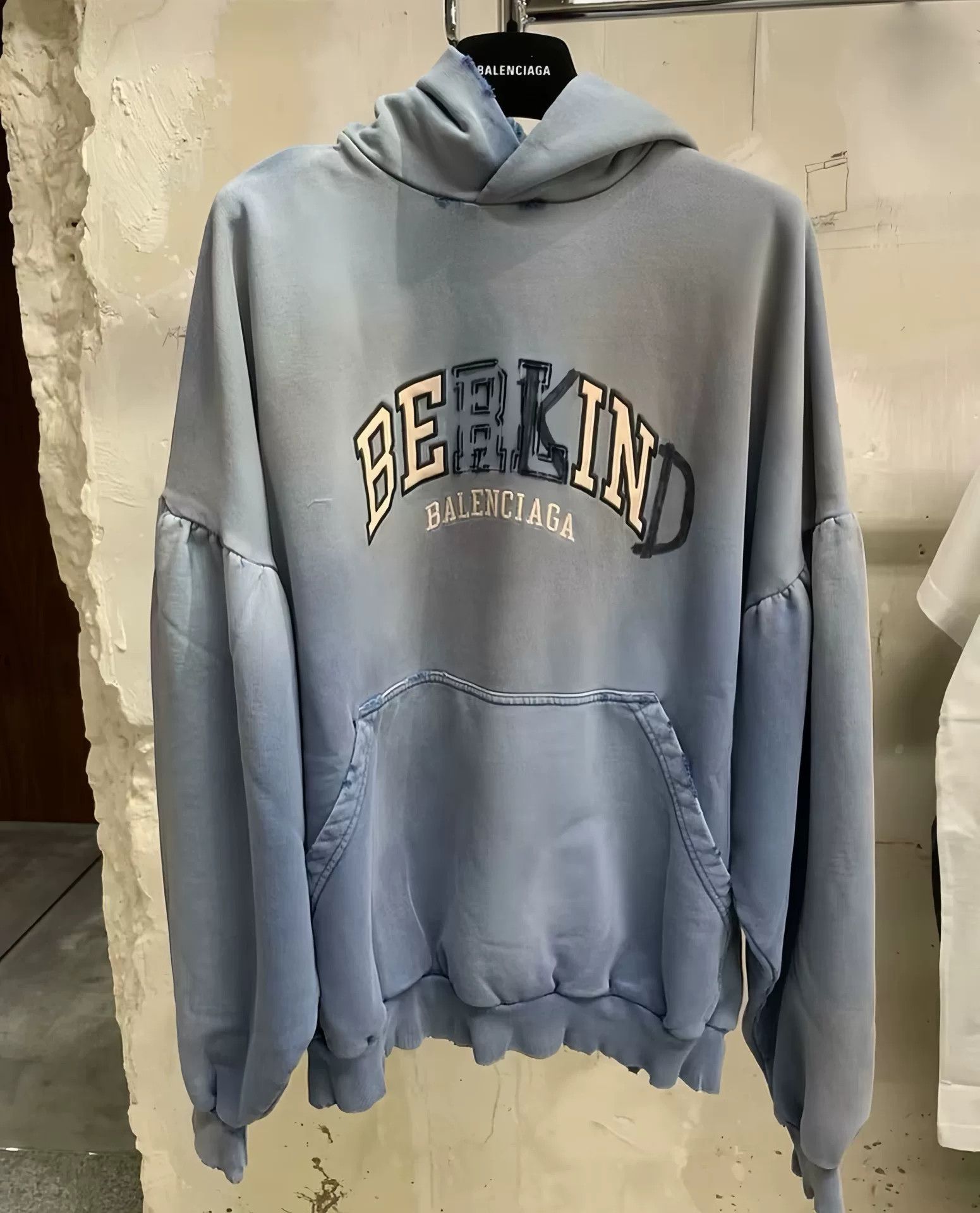 Balenciaga Balenciaga Berkind Washed Blue Hoodie Size US S / EU 44-46 / 1 - 1 Thumbnail