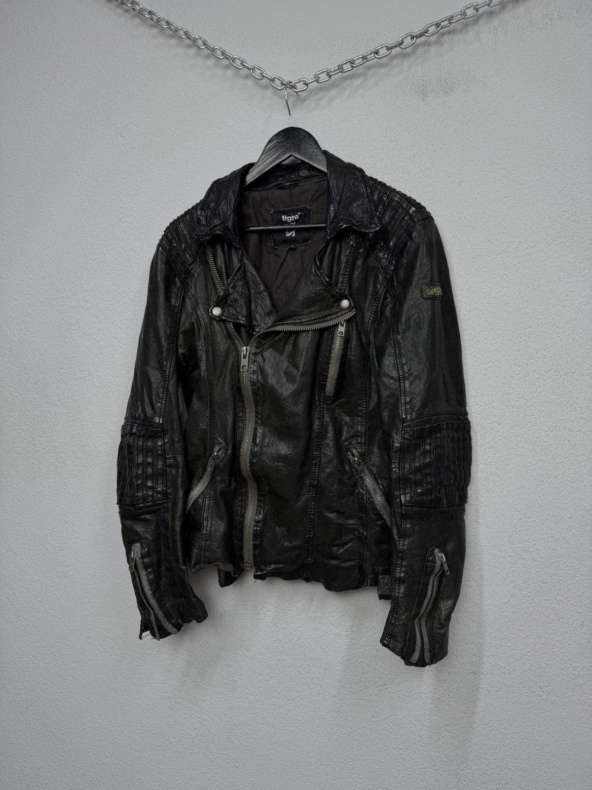 If Six Was Nine Rick Owens Style Bomber Cropped Leather Jacket Distressed Size US M / EU 48-50 / 2 - 3 Thumbnail